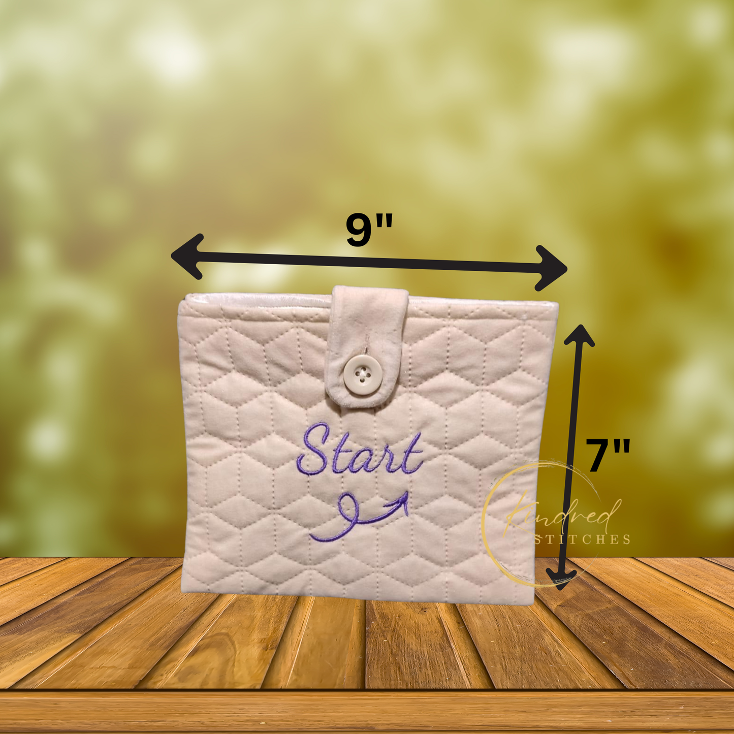 Start Book Pouch – Embroidered Book Sleeve with Button Closure (7" x 9")