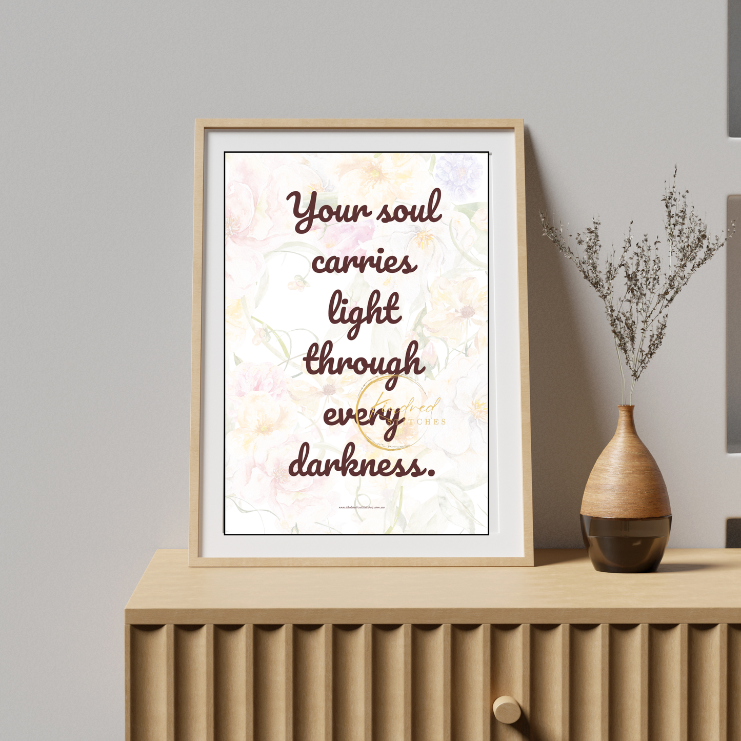Soul Carries Inner Light – Minimalist Motivational Printable – Kindred Stitches