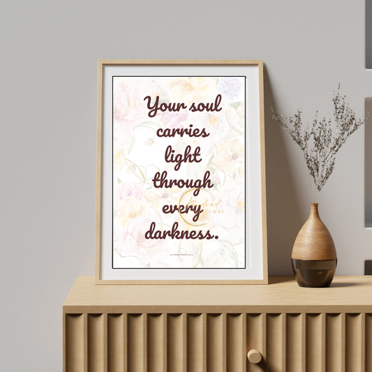 Soul Carries Inner Light – Minimalist Motivational Printable – Kindred Stitches