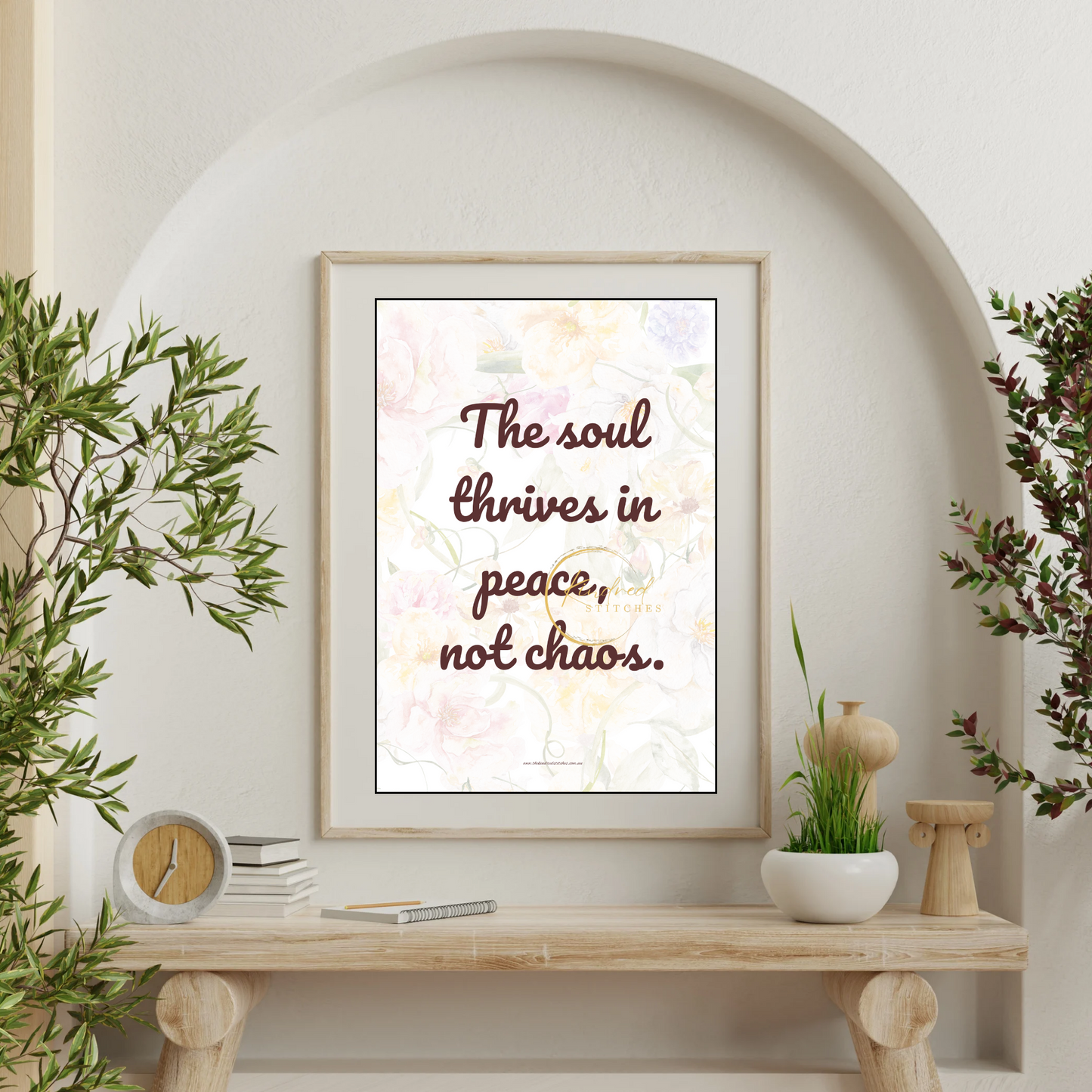Soul Thrives in Peace – Spiritual Inspirational Quote Download – Kindred Stitches