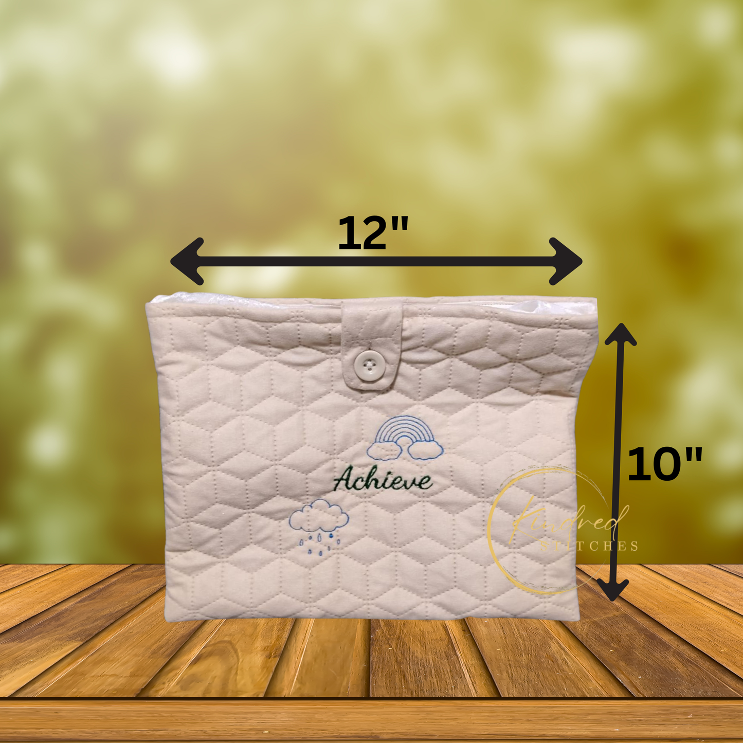 Achieve Book Pouch – Embroidered Book Sleeve with Button Closure (10" x 12")