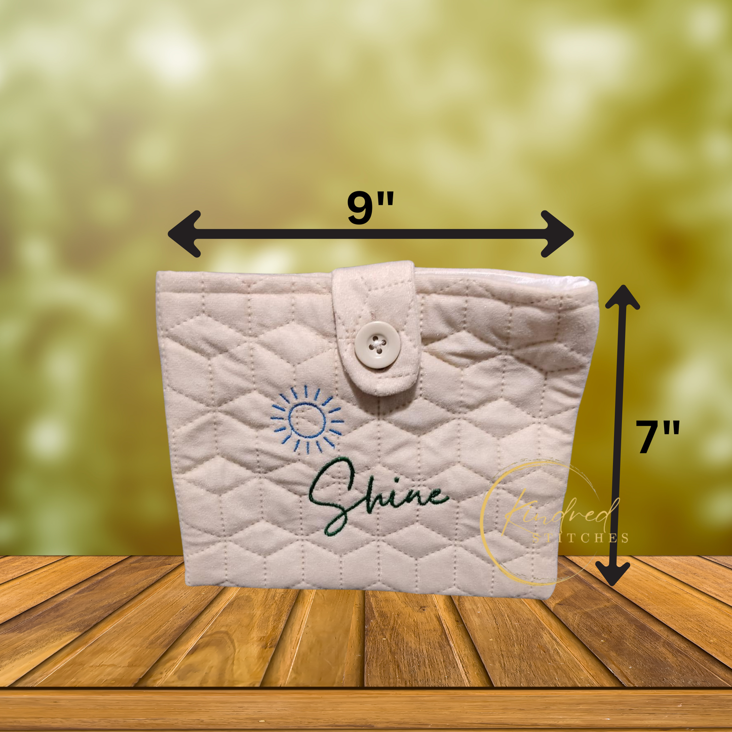 Shine Book Pouch – Embroidered Book Sleeve with Button Closure (7" x 9")