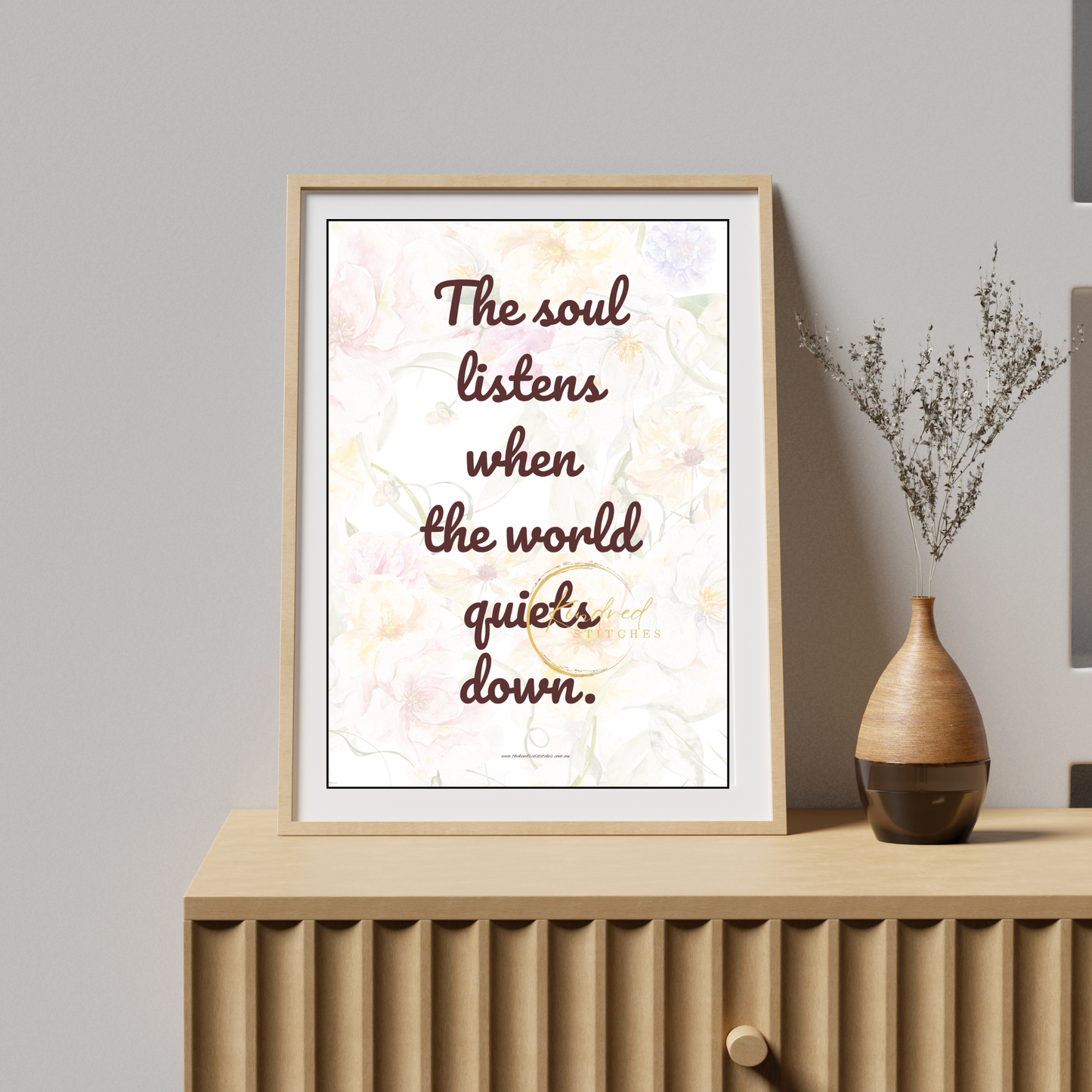 Soul Listens in Silence – Spiritual Wall Art Printable – Kindred Stitches