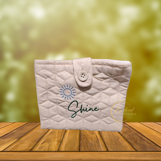 Shine Book Pouch – Embroidered Book Sleeve with Button Closure (7" x 9")
