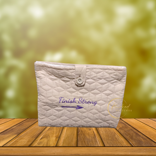Finish Strong Book Pouch – Embroidered Book Sleeve with Button Closure (10" x 12")