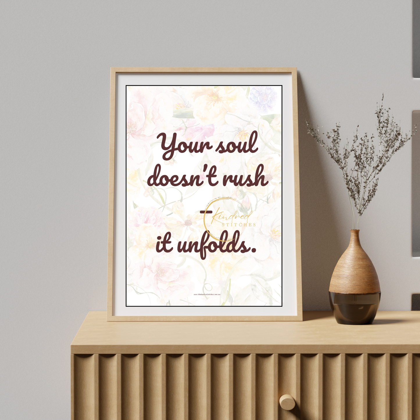 Soul Unfolds Naturally – Inspirational Wall Art Digital Download – Kindred Stitches