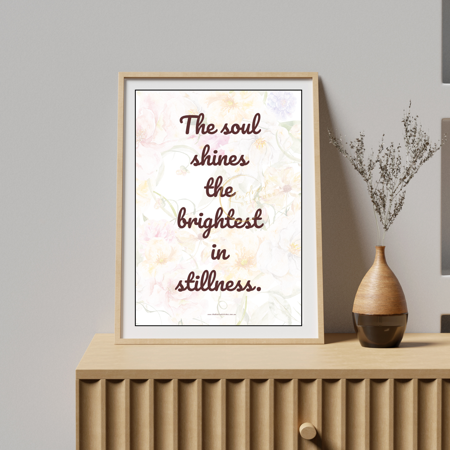 Soul Shines in Stillness – Calming Printable Wall Art – Kindred Stitches