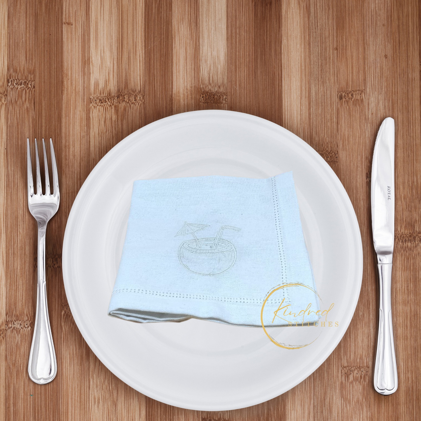 Stitched Elegance Embroidered Table Napkins | Signature 07