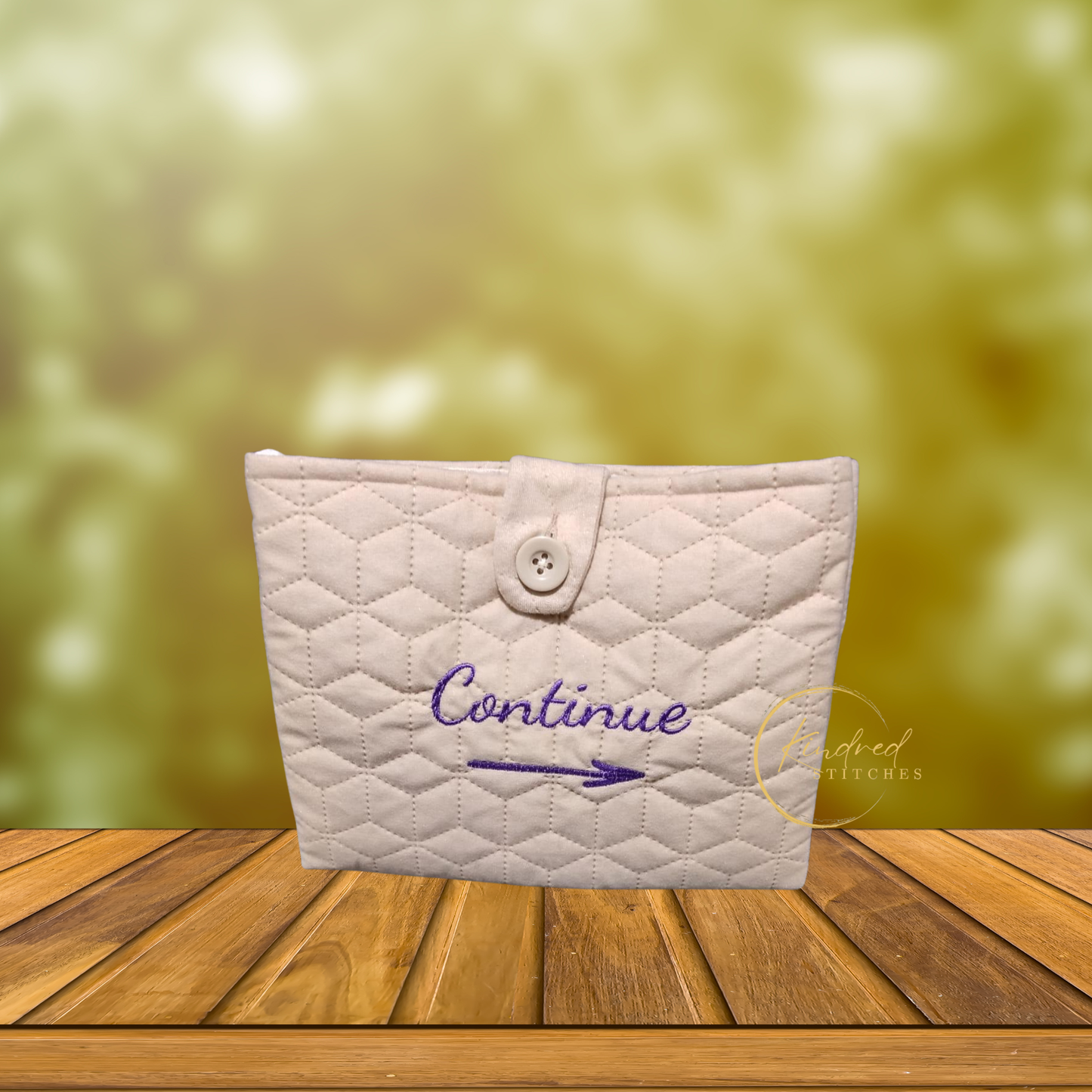 Continue Book Pouch – Embroidered Book Sleeve with Button Closure (8" x 10")